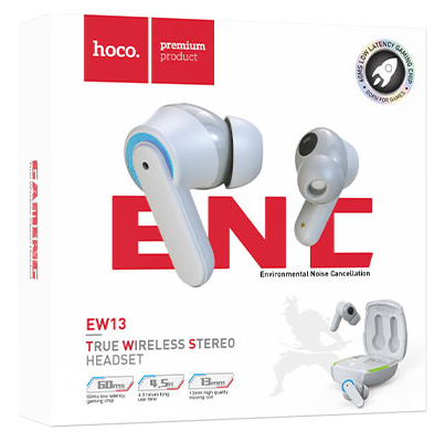 Беспроводные наушники TWS Hoco EW13 BT5.1/40mAh (500mAh)/5ч белые