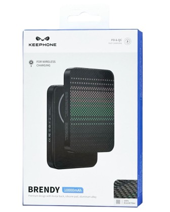 Powerbank магнитный с MagSafe Keephone Brendy 10000mAh черно-зеленый