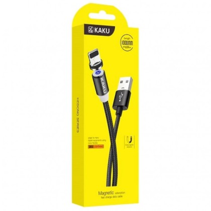 Usb Кабель-зарядка магнитный Lightning Kaku KSC-306 3A 1м силиконовый черный