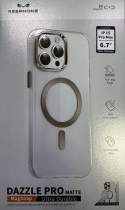 Накладка для i-Phone 15 Pro Max Keephone Dazzle Pro MagSnap прозрачно-серый