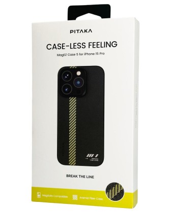 Накладка для i-Phone 15 Pro 6.1" Pitaka Magez Case 5 Aramid Fiber (Break the line)черный