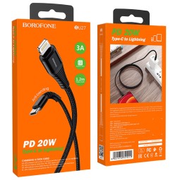 Usb Кабель-зарядка Type-C на Lightning Borofone BU27 Cool Victory 3A 20W 1м чёрный