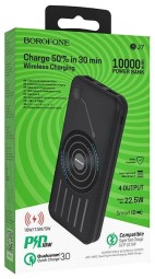 Powerbank с беспроводной зарядкой Borofone BJ7 10000mAh 2USB черный
