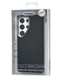 Накладка для Samsung Galaxy S25 Ultra iPefet case силикон под карбон черная