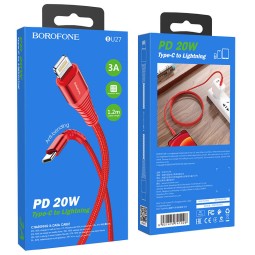 Usb Кабель-зарядка Type-C на Lightning Borofone BU27 Cool Victory 3A 20W 1.2м красный