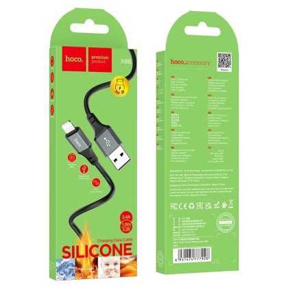 Usb Кабель-зарядка Lightning Hoco X86 2.4A 1м черный