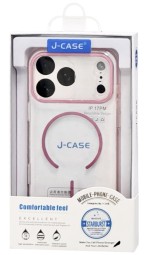 Накладка для i-Phone 17 Pro Max J-Case Magsafe силикон прозрачный розовая рамка