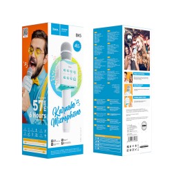 Микрофон для караоке Hoco BK5 BT5.0/1200mAh/6ч/5Вт голубой