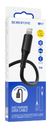 Usb Кабель-зарядка Lightning Borofone BX47 Coolway 3A 1м силиконовый черный
