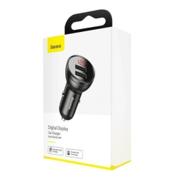 Автомобильное заряд. устр. Baseus Digital Display 2USB 2.4A 24W (CCBX-0G) черное