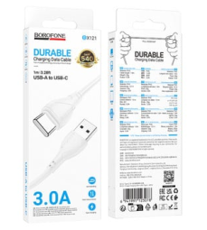 Usb Кабель-зарядка Type-C Borofone BX121 2.4A 1м силиконовый белый
