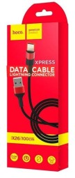Usb Кабель-зарядка Lightning Hoco X26 Xpress 2.4A 1м в тканевой оплётке красный