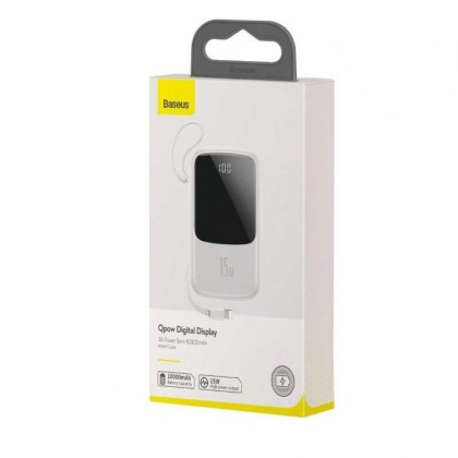 Powerbank Baseus Qpow Digital Display 10000mAh 1USB/USB-C 3A PPQD-B02 белый