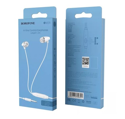 Наушники с микрофоном Borofone BM25 Sound Edge 1.2м белые