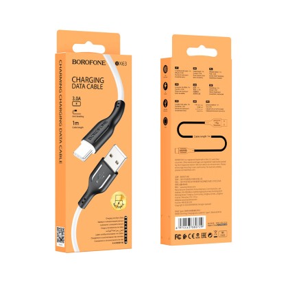 Usb Кабель-зарядка Type-C Borofone BX63 3A 1м бело-черный