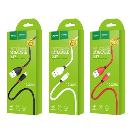 Usb Кабель-зарядка Lightning Hoco X27 Excellent charge 2.4A 1.2м силиконовый красный