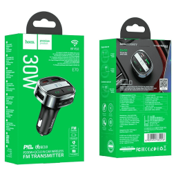 Автомобильное заряд. устр. Hoco E70 + FM-трансмиттер BT5.0 1USB/1USB-C 30W черное
