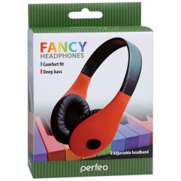 Стереонаушники Полноразмерные Perfeo FANCY чёрно-красные
