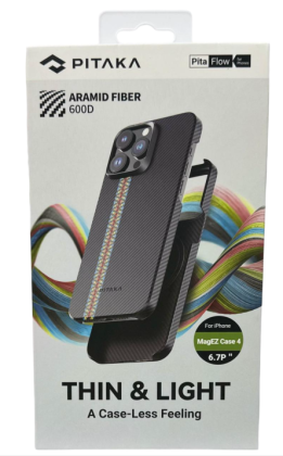 Накладка для i-Phone 15 Pro Max 6.7" Pitaka Magez Case 4 Aramid Fiber 600D черный с полосой