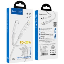 Usb Кабель-зарядка Type-C на Lightning Hoco New original PD X56 3A 20W 1м белый