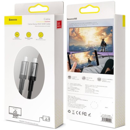 Кабель-зарядка Type-C на Type-C Baseus Cafule PD3.0 60W 1м (CATKLF-RG1) чёрный