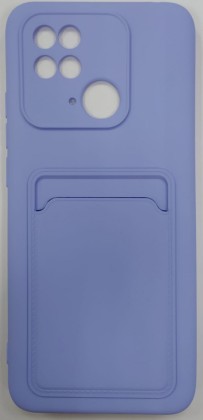Накладка для Xiaomi Redmi 10C силиконовая с карманом для карт голубая