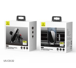 Держатель c беспроводной зарядкой в воздуховод Usams US-CD132 15W с зажимом черный