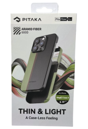 Накладка для i-Phone 15 Pro 6.1" Pitaka Magez Case 4 Aramid Fiber 600D черно-зеленый