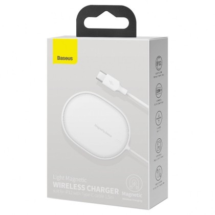 Беспроводное зарядное устройство Baseus Simple Light Magnetic 15W PD3.0 (WXQJ-02) белое