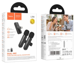 Беспроводной микрофон Hoco L20A петличка/Lightning/Type-C черный