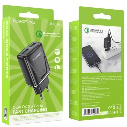 Сетевое зар. устр. Borofone BA54A 2USB QC3.0 3A 18W черное