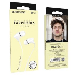 Наушники с микрофоном Borofone BM26 Rhythm 1.2м плоский белые