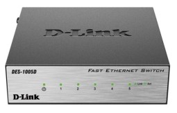 Коммутатор-мини D-Link DES-1005D с 5-портами серый