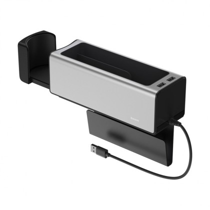 Автомобильный органайзер Baseus Deluxe Metal Armrest Console Organizer (CRCWH-A0S) серебристый