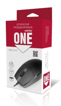 Мышь проводная Smartbuy ONE 216 USB/DPI 1000/3 кнопки/1.5м черная (SBM-216-K)