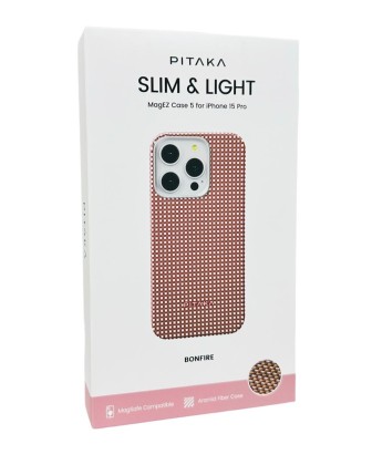 Накладка для i-Phone 15 Pro 6.1" Pitaka Magez Case 5 Aramid Fiber Костёр (bonfire)