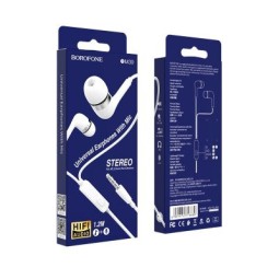 Наушники с микрофоном Borofone BM39 Refined chant 1.2м белые