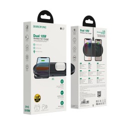 Беспроводное зарядное устройство 2in1 смартфон/наушники Borofone BQ7 2QI 18W черное