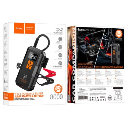 Пусковое устройство/насос для авто Hoco QS2 8000mAh/800A черное