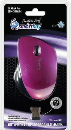 Мышь беспроводная Smartbuy 309AG USB/DPI 1000/3 кнопки/1AA (SBM-309AG-I) розово-черная