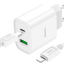 Сетевое зар. устр. Hoco C80A Plus с шнуром Type-C на Lightning 1USB/1С PD3.0/QC3.0 3A 20W белое