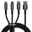 Baseus Tungsten Gold One-for-three Fast Charging Data Cable USB to M+L+C 3.5A 1.5m Black