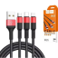Usb Кабель-зарядка Hoco X26 3в1 Micro/Lightning/Type-C 1м черный