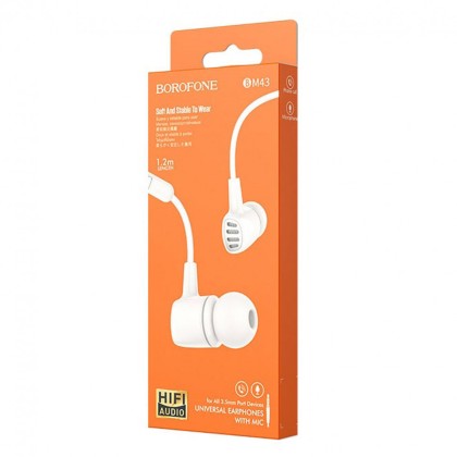 Наушники с микрофоном Borofone BM43 Remy 1.2м белые