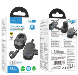 Сетевой фильтр HOCO NS7 1 розетка/2USB/1C 1.1м черный