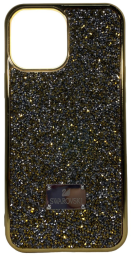 Накладка для i-Phone 13 Pro Max 6.7" Swarovski силикон (с блестками) золотой
