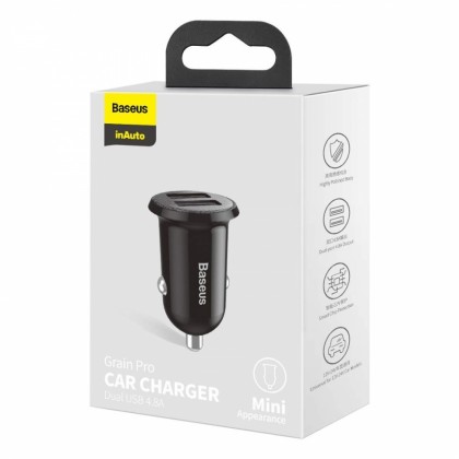 Автомобильное заряд. устр. Baseus Grain Pro 2USB 2.4A (CCALLP-01) черное
