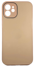 Чехол-накладка для i-Phone 12/12 Pro 6.1" силикон (стеклянная крышка) пудро
