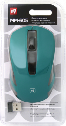 Мышь беспроводная Defender MM-605 USB/DPI 1200/3 кнопки/2AAA зеленая