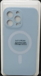 Накладка для i-Phone 14 Pro Max 6.7" Magsafe силикон серо-голубая